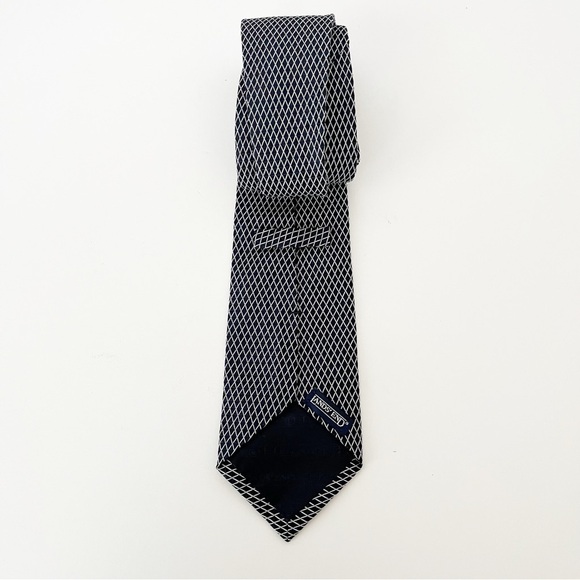 Lands' End Black Silk Tie USA Made Hand-Sewn Striped Preppy Ivy League Classic - Picture 4 of 7